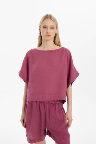 Pure Linen Batwing Sleeve Blouse