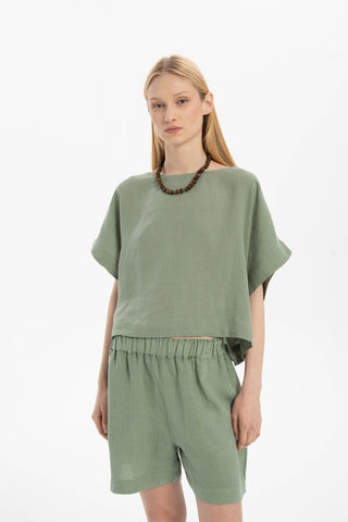 Pure Linen Batwing Sleeve Blouse