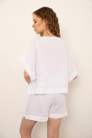 Pure Linen Side Slit Shorts - Short
