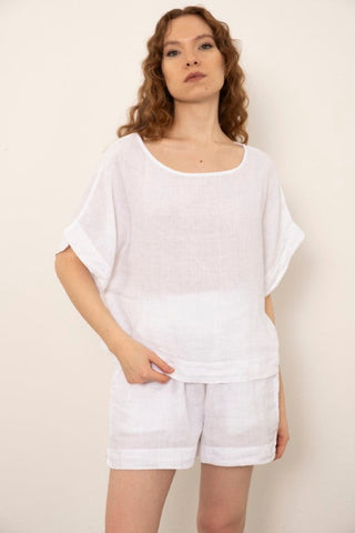 Pure Linen Side Slit Shorts - Short
