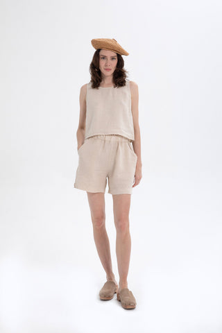 Pure Linen Side Slit Shorts - Short
