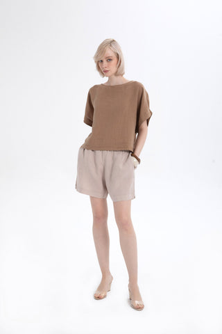 Pure Linen Side Slit Shorts - Short