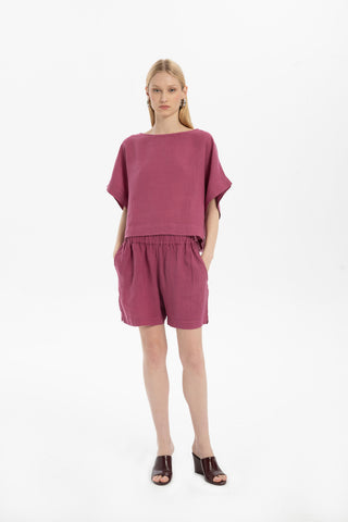 Pure Linen Side Slit Shorts - Short