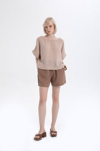 Pure Linen Side Slit Shorts - Short
