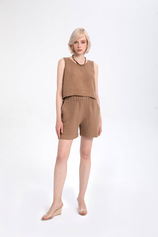 Pure Linen Side Slit Shorts - Short