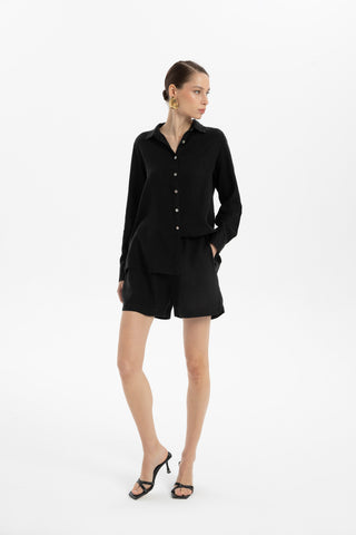 Pure Linen Side Slit Shorts - Short