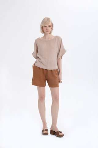 Pure Linen Side Slit Shorts - Short