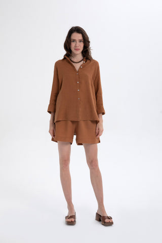 Pure Linen Side Slit Shorts - Short