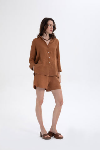 Pure Linen Side Slit Shorts - Short