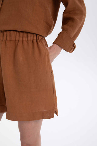 Pure Linen Side Slit Shorts - Short