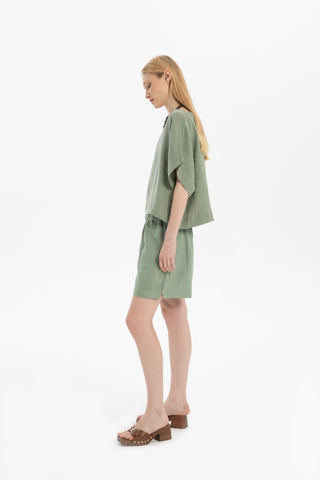 Pure Linen Side Slit Shorts - Short