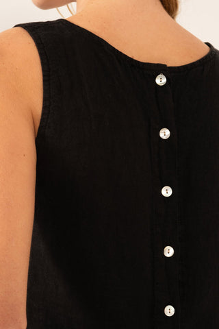 Pure Linen Button-Back Crop