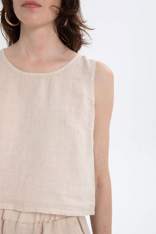 Pure Linen Button-Back Crop