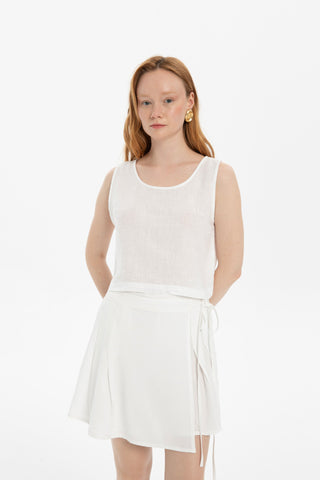Pure Linen Button-Back Crop