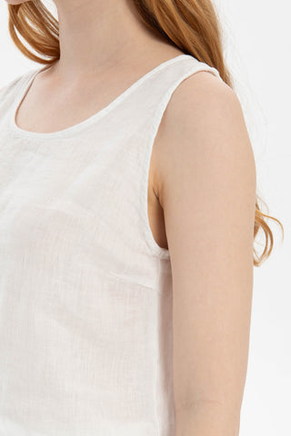 Pure Linen Button-Back Crop