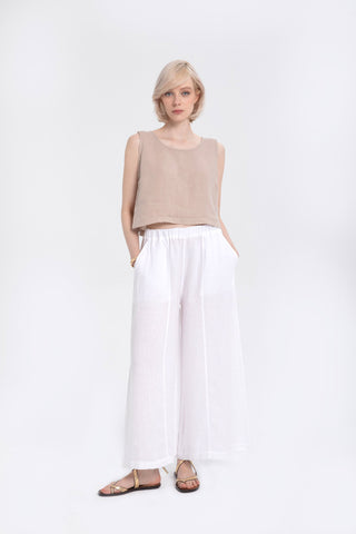 Pure Linen Button-Back Crop