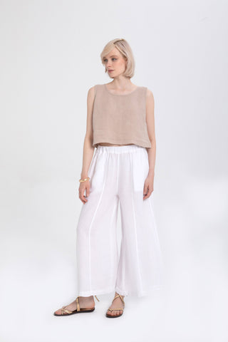 Pure Linen Button-Back Crop