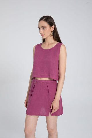 Pure Linen Button-Back Crop