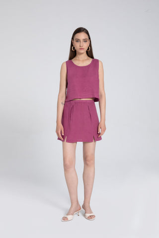 Pure Linen Button-Back Crop