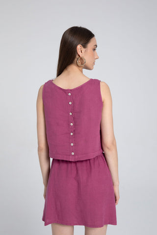 Pure Linen Button-Back Crop