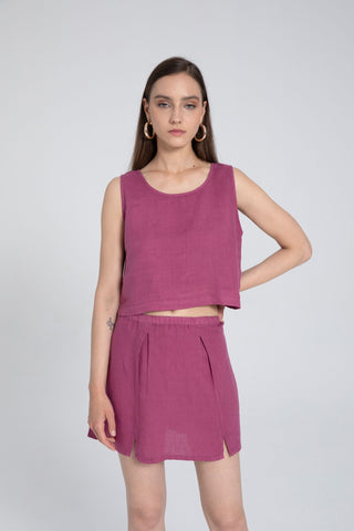 Pure Linen Button-Back Crop