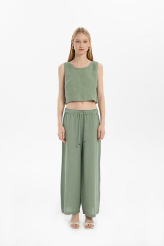 Pure Linen Button-Back Crop