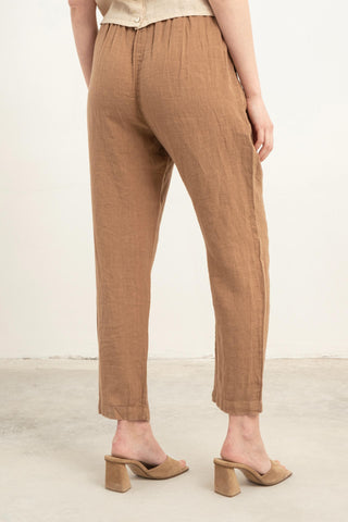 Raw Linen Carrot Cut Trousers - Trousers