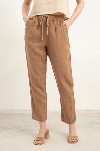 Raw Linen Carrot Cut Trousers - Trousers