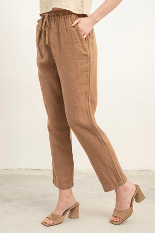 Raw Linen Carrot Cut Trousers - Trousers