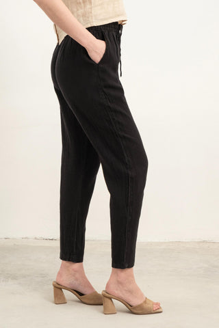 Raw Linen Carrot Cut Trousers - Trousers