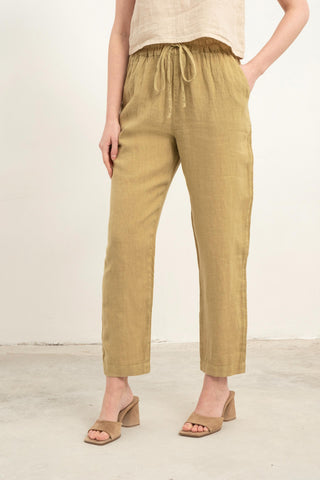 Raw Linen Carrot Cut Trousers - Trousers