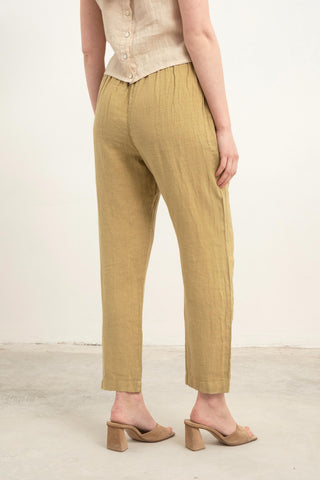 Raw Linen Carrot Cut Trousers - Trousers