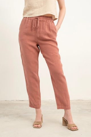 Raw Linen Carrot Cut Trousers - Trousers