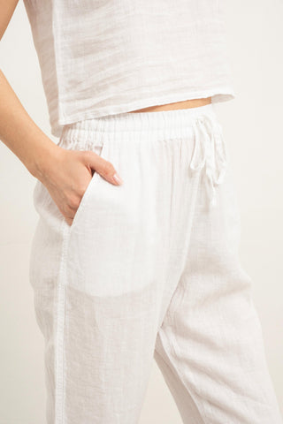 Raw Linen Carrot Cut Trousers - Trousers