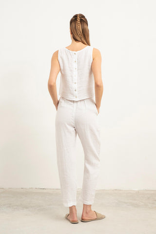 Raw Linen Carrot Cut Trousers - Trousers