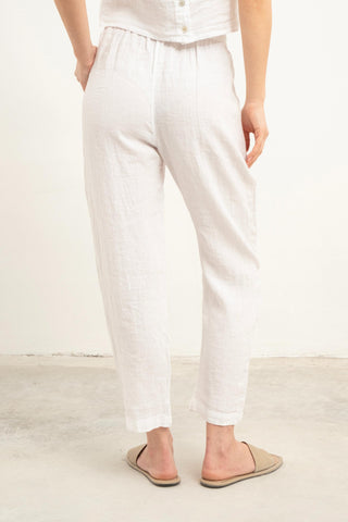 Raw Linen Carrot Cut Trousers - Trousers