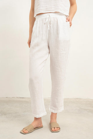 Raw Linen Carrot Cut Trousers - Trousers