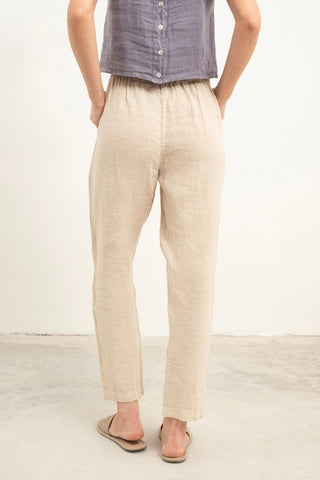 Raw Linen Carrot Cut Trousers - Trousers