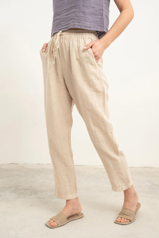 Raw Linen Carrot Cut Trousers - Trousers