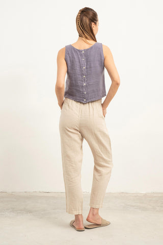 Raw Linen Carrot Cut Trousers - Trousers