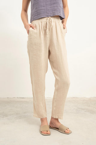 Raw Linen Carrot Cut Trousers - Trousers