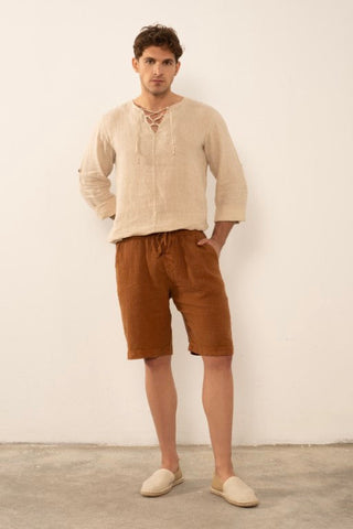 Raw Linen Bermuda Men's Shorts