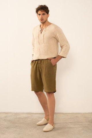 Raw Linen Bermuda Men's Shorts