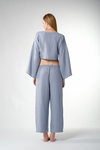 Pure Hemp Long Sleeve Lace-Up Blouse