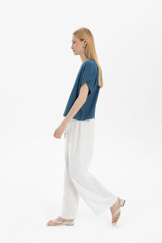 Pure Hemp Laced Palazzo Trousers - Trousers