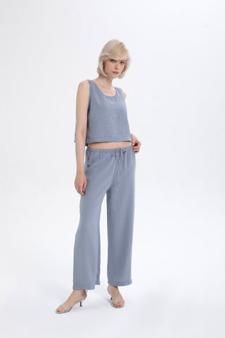 Pure Hemp Laced Palazzo Trousers - Trousers