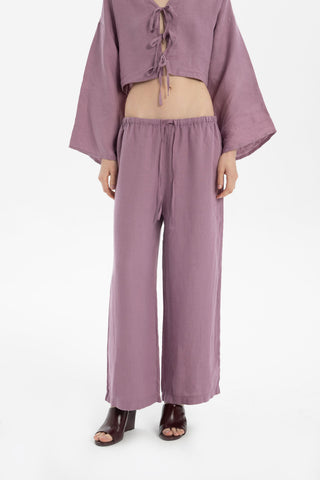 Pure Hemp Laced Palazzo Trousers - Trousers