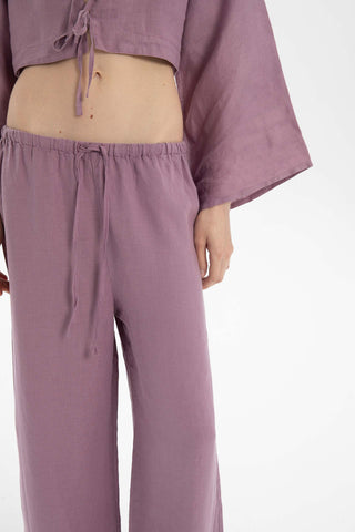 Pure Hemp Laced Palazzo Trousers - Trousers