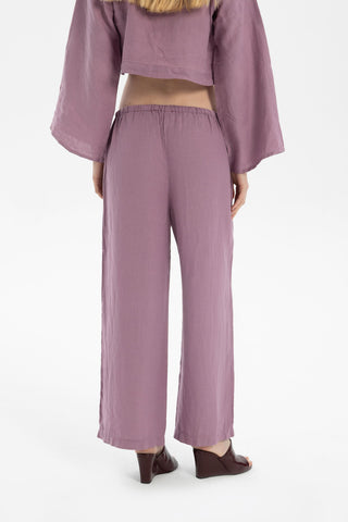 Pure Hemp Laced Palazzo Trousers - Trousers