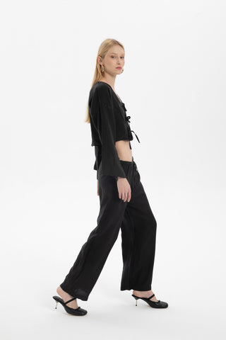 Pure Hemp Laced Palazzo Trousers - Trousers